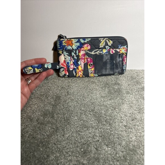 Vera Bradley Zip ID Case Pouch Wallet Floral Tropical Print Blue Bright Florals - Picture 4 of 10